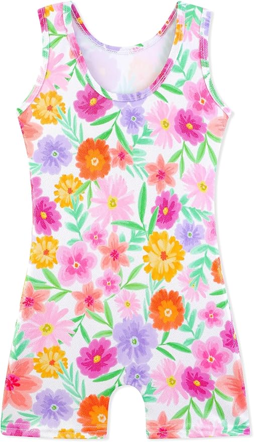 HOZIY Gymnastics Leotards for Girls with Shorts Toddlers Biketards Rainbow Unicorn Dinosaur Mermaid Leopard Flower Galaxy