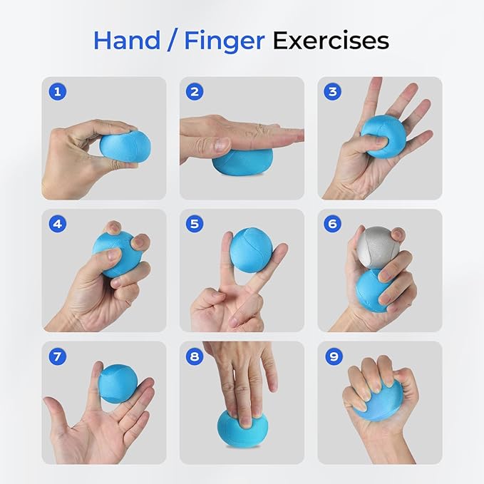 Hand Gripper Strengthener Set 6pcs,Stress Balls for Adults & Finger Extension Exerciser, Hand Exercise Balls for Anxiety,Hand Grip Strengthener for Hand Rehabilitation Exercising
