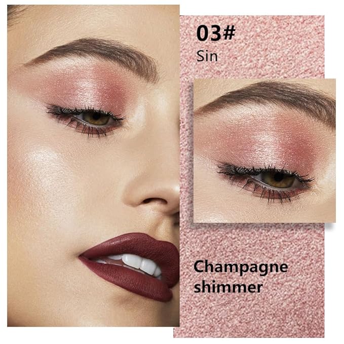 Kaely Pressed Single Eyeshadow Makeup, Champagne Shimmer Highly Pigmented Monochrome Eye Shadow Palette, Waterproof Neutral Powde Mini Eyeshadow, sombras para ojos, Lightweight Blendable, 03