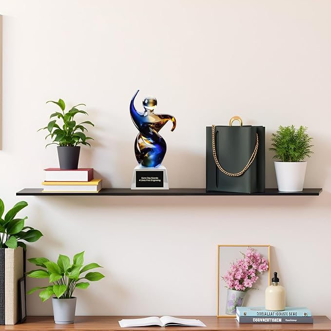 Hand-Blown Art Glass Award – Custom Engraved Elegant Award for Corporate, Sports Retirement Volunteer Recognition Leadership Personal Milestones Employee Gifts