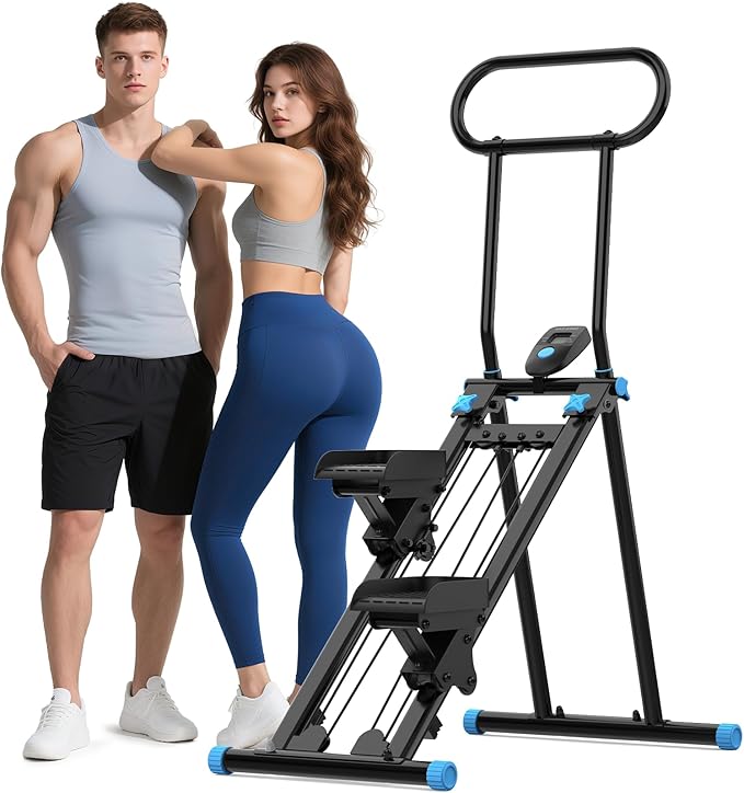 HXD-ERGO Stair Stepper for Home, New Version 6 Adjustable Resistance Vertical Climber Cardio Exercise Machine, Folding Stair Climber for Full Body Workout with Adjustable Handlebar for Women & Men