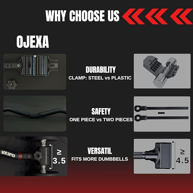 Dumbbell Converter to Barbell Set - Adjustable weights & Up to 200 lb Capacity Weight Barbell - Steel Clamp - Barbell Dumbbells Converter for Home Gym - Weight Lifting for full Body Workouts