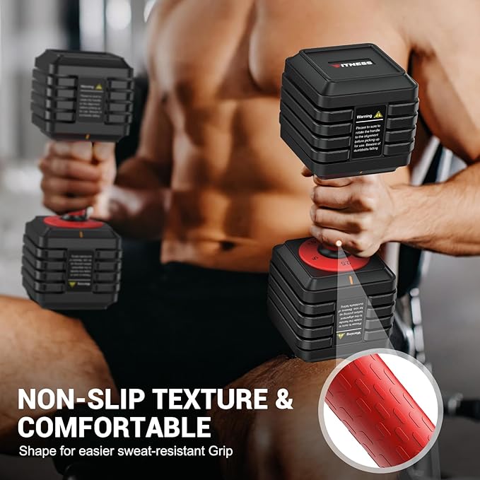 Adjustable Dumbbells Set of 2, 1 Hand Adjustable Weights Dumbbells Set, 5 in 1/10 in 1 Free Dumbbell with Anti-Slip Texture Handle, 25/55/80lb Pair Weight Set For Home Gym Suit both Men and Women