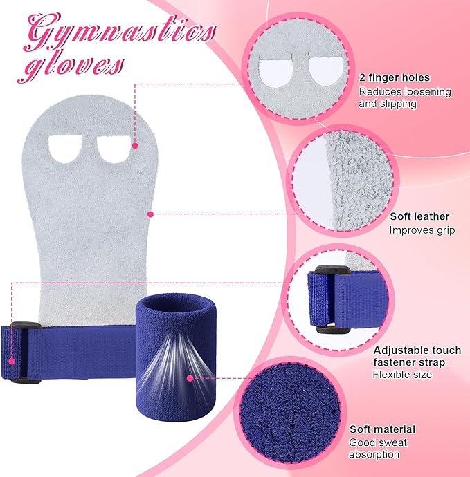 Soulchen 8 Pcs Gymnastics Grips Wristbands Gloves Gymnastic Hand Grips Gymnastic Bar Palm Protection Equipment Sports Accessories for Workout and Exercise