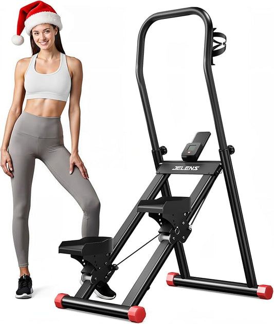 Stair Stepper for Home Gym Exercise, Compact Folding Cardio Stair Climber for Full-Body Workout, Vertical Climber Machine, Extended Step Range