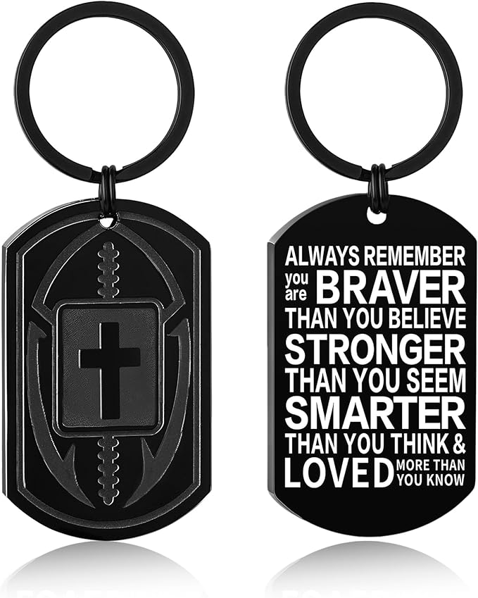 Stocking Stuffers- Football/Baseball/Soccer/Basketball Keychain for Men Baptism Confirmation Mens Gifts