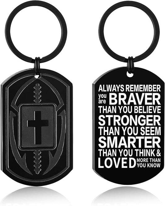 Stocking Stuffers- Football/Baseball/Soccer/Basketball Keychain for Men Baptism Confirmation Mens Gifts