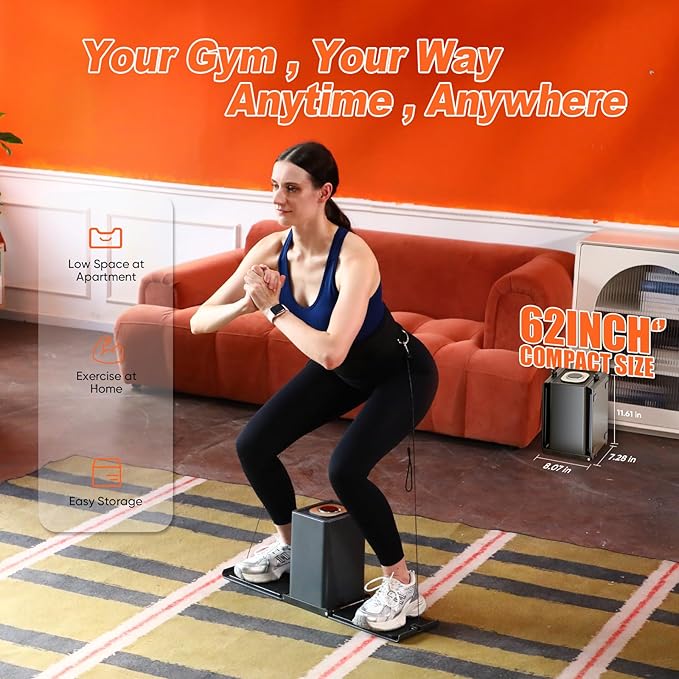 SR3 PRO Smart Home Gym Equipment ，Max 130lbs Resistance Portable Full Body Workout Cable Machine with Ambient Light,at Home Gym | All in One Gym for Travel | Foldable Gym & Home Exercise Equipment