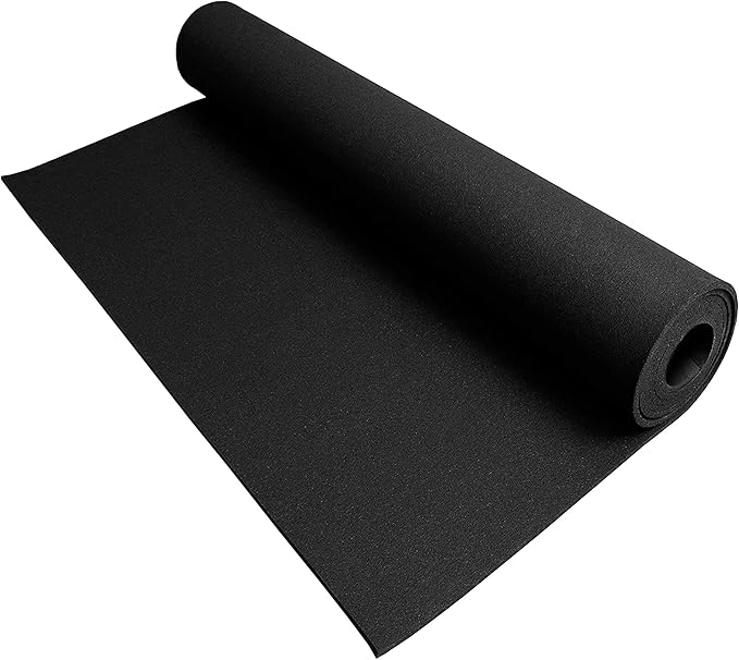 IncStores 8mm Thick Strong Rubber Flooring Roll | Flexible Recycled Rubber Roll Flooring for a Stronger and Safer Basement, Home Gym, Shed, or Trailer | Black, 1 Mat
