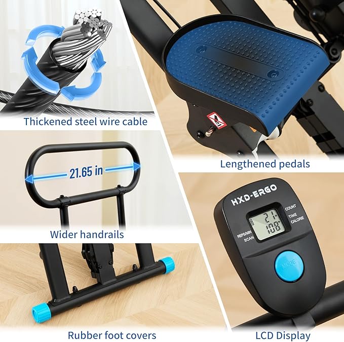 HXD-ERGO Stair Stepper for Home, New Version 6 Adjustable Resistance Vertical Climber Cardio Exercise Machine, Folding Stair Climber for Full Body Workout with Adjustable Handlebar for Women & Men