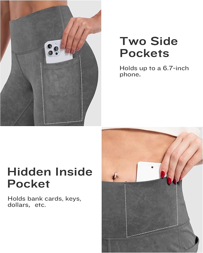 ATHVOTAR Biker Shorts Women with Pockets - 3"/5"/8" High Waisted Workout Spandex Tummy Control Gym Running Yoga Shorts