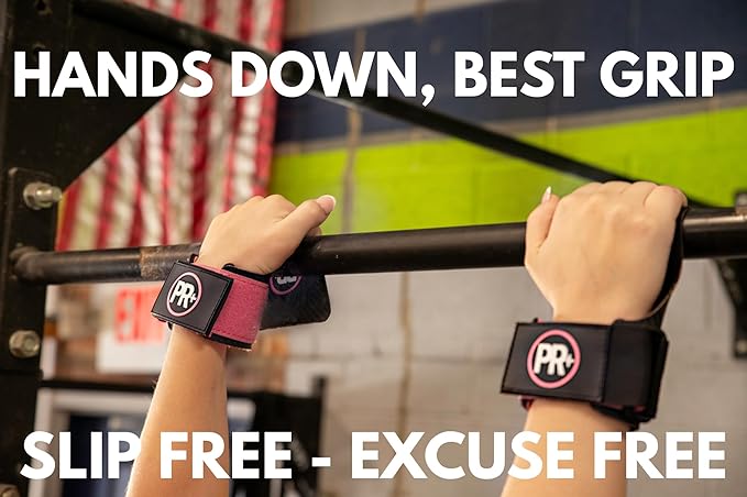 Set of PR+ Gymnastics Hand Grips + 18" Lifting Wrist Wraps for Pull Ups, Weightlifting, WODs & Cross Training – No Hole, Chalk-Free Gloves, Triple Layer Hand Protection & Wrist Support - Great Gift