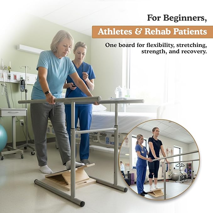 Slant Board for Calf Strecthing, Adjustable Incline Board for Knee and Ankle Heel, Portable Wooden, Calf Stretcher for Physical Therapy Equipment