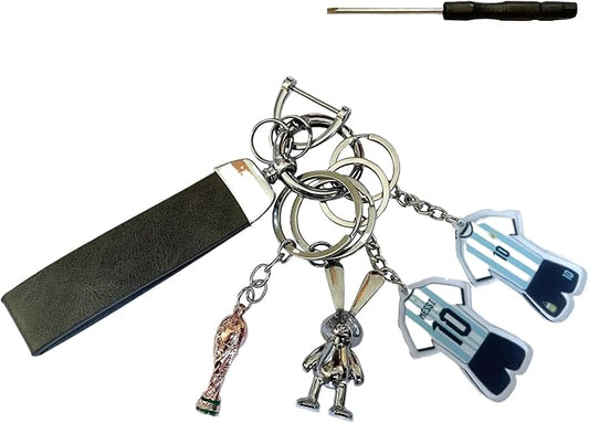 4-in-1 wristlet keychain for men,key chain accessories with Rabbit,World cup trophy,Messi keychain,for car key FOB,bag charms