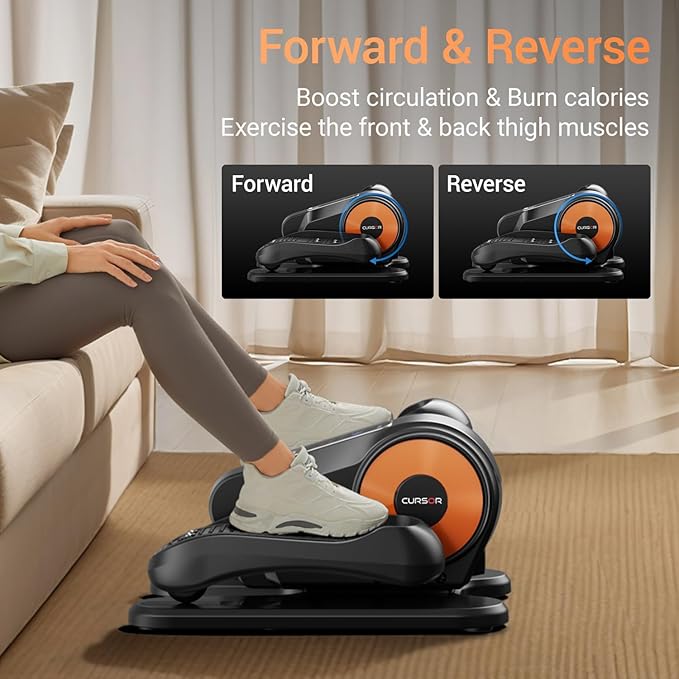 Under Desk Elliptical Machine, Electric Leg Exerciser as Seen on Tv for Seniors, Quiet Portable Seated Pedal Exerciser with Remote Control, 12 Speeds, Auto & HR Mode for Home Office