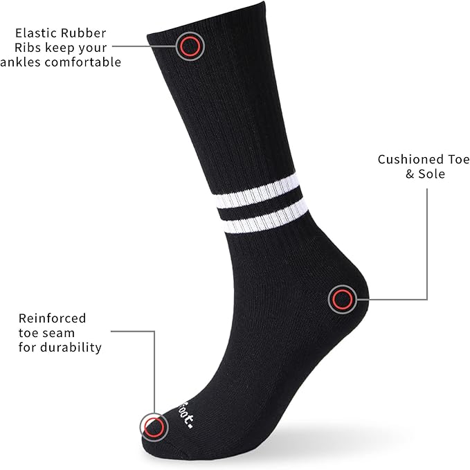 MONFOOT Women's and Men's 3-8 Pairs Athletic Cushion Crew Socks Multi