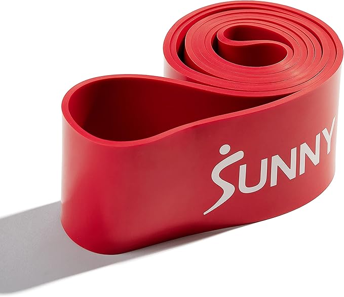 Sunny Health & Fitness Versatile Resistance Bands (Single or Combo Set) for Strength Training, Power Cage, Squat Rack, Home Gym, Body Stretching, Physical Therapy – 100, 140, 160, 180 & 10-75 LB Combo