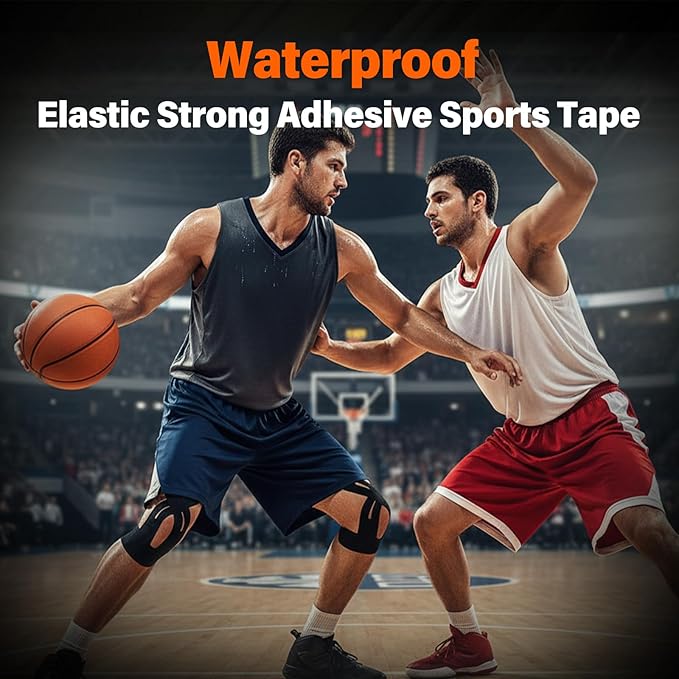 14 Pcs Precut Kinesiology Tape for Knees - Knee Support & Stability, Reduces Pressure Feel, Waterproof, Elastic Strong Adhesive Athletic Tape, Latex-Free, Breathable, for Running, HIIT, Squats