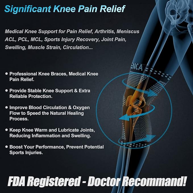 NEENCA Knee Brace for Knee Pain Relief, Medical Knee Support with Patella Pad & Side Stabilizers, Compression Knee Sleeve for Meniscus Tear, ACL, Arthritis, Joint Pain, Runner, Sport- FSA/HSA APPROVED