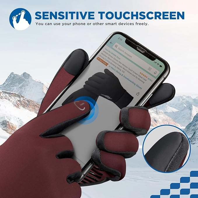 SIMARI Winter Gloves Women Men Ski Snow Gloves Liner Thermal Warm Touch Screen, Suit for Running, Cycling, Biking, Hiking, Driving, Walking, Typing, Freezer Work, Sports, Soccer, Shooting, Gaming 102