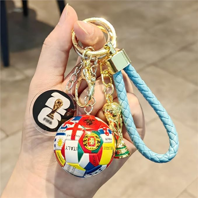 Soccer Keychain 2026 World Cup Design Soccer Ball Keychain with National Flags
