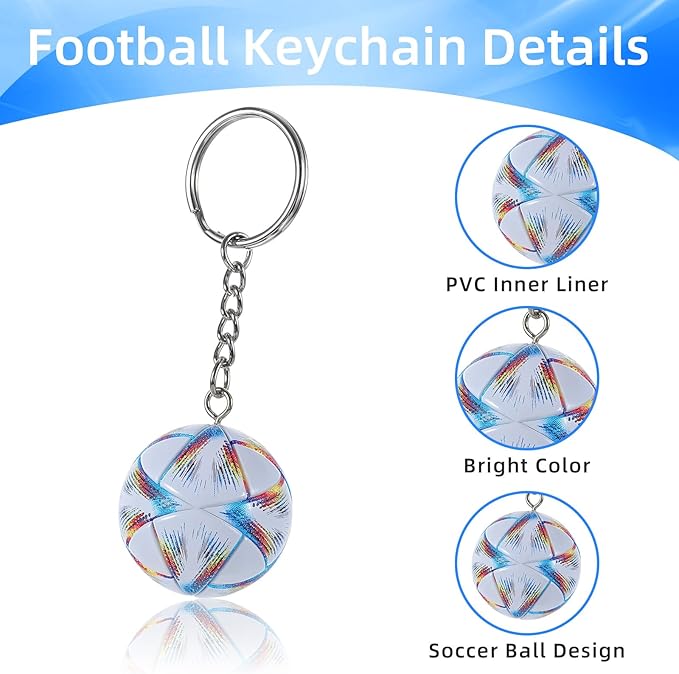 Soccer Keychain, Soccer Ball Keychain, Football Key Chain for Boys, Sports Fan Keyring for Backpacks Hanging Decoration, Sports World Cup Football keychains