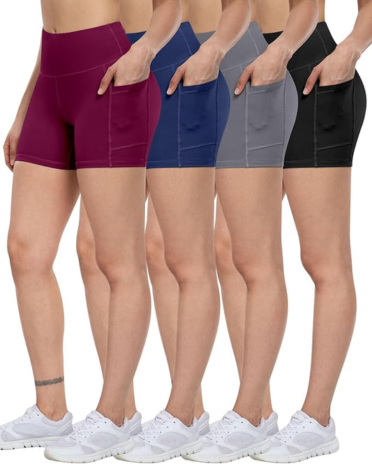 ATHVOTAR Biker Shorts Women with Pockets - 3"/5"/8" High Waisted Workout Spandex Tummy Control Gym Running Yoga Shorts