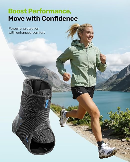 Quick Lace Up Ankle Brace with 2 Metal Support Stays, Breathable Stabilizer for Sprained Ankle, Slim Fit Ankle Support for Men & Women, Sports, Running, Basketball (Black, S)