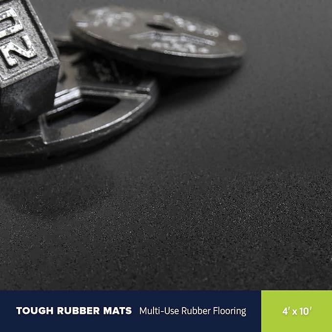 Flooring Inc's 1/4" Thick Tough Rubber Flooring Roll | Flexible Recycled Rubber Floor Mats for Home Gym | Heavy Duty Rubber Mat for Home Gyms, Sheds, Horse Stall Mat or Trailer