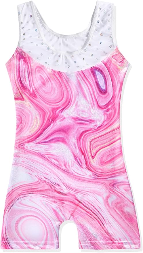 Leotards for Girls Gymnastics Toddler Dance Biketards Mermaid Unicorn Athletic Dance Wear Shiny Rainbow Blue Hotpink