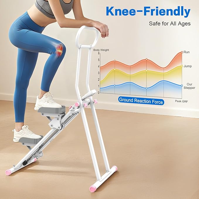 HXD-ERGO Stair Stepper for Home, New Version 6 Adjustable Resistance Vertical Climber Cardio Exercise Machine, Folding Stair Climber for Full Body Workout with Adjustable Handlebar for Women & Men