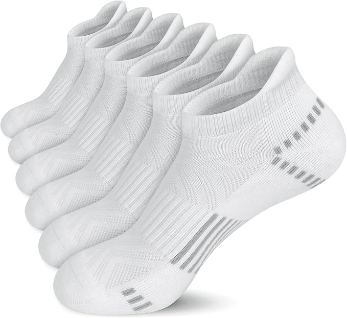 Airacker Ankle Athletic Running Socks Cushioned Breathable Low Cut Sports Tab Socks for Men and Women (6 Pairs)