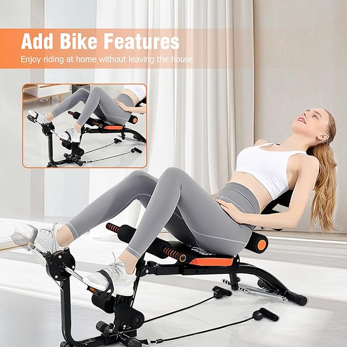 Abdominal Workout Bench – Adjustable Sit-Up Machine with Leg Lock – Home Gym Core Trainer for Abs, Crunches, Leg Raises – Foldable, Heavy-Duty Steel Frame – Max Weight 240LB
