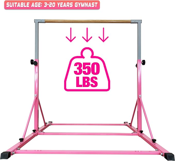 Marfula Gymnastic Bar For Kid and Teenage of 3-25, 5Ft/8 FT Base Length 4Ft Width 5Ft Adjust Height, Gymnastic Kip Bar For Gymnast, Gymnastic Training Equipment For Professional Training Home Club Use