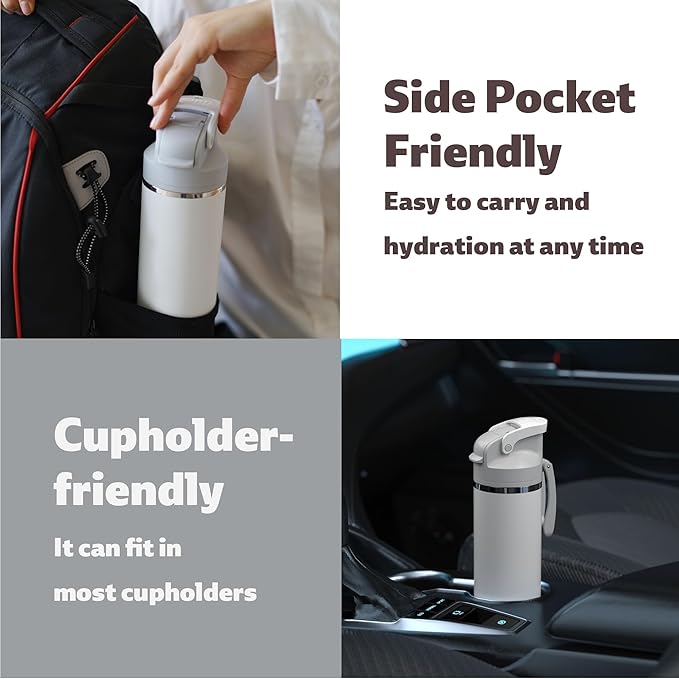 OISIZ Insulated Water Bottle 24 oz with 2 in 1 Spout and Straw Lid,One Click Safety Lock,100% Leakproof,Keep Cold 24H,Vacuum Stainless Steel Water Bottle for School,Travel and Sports,Dishwasher Safe