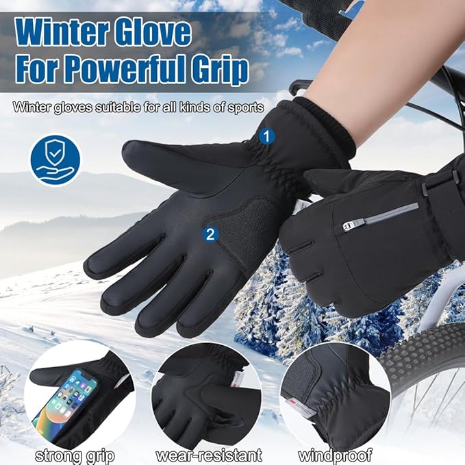 Winter Gloves for Men Women -30℉ Cold Weather Gloves Warm Waterproof Gloves Skiing Snow Glove Thermal Gloves