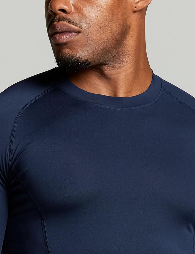 ATHLIO Men's UPF 50+ Long Sleeve Compression Shirts, Water Sports Rash Guard Base Layer, Athletic Workout Shirt