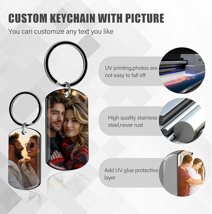 Customized Double Sided Keychain - Personalized Engraved Text/Number/Name Keychain, Custom Key chain Gift for Boyfriend