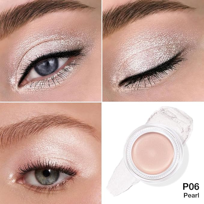 Cream Glitter Purity Shimmer Metallic Eyeshadow Palette Makeup, Natural Single Mini Instant Holographic Eyeshadow For Older Women, Sombras Crema Para Ojos, Talc, Paraben & Cruelty Free, P06