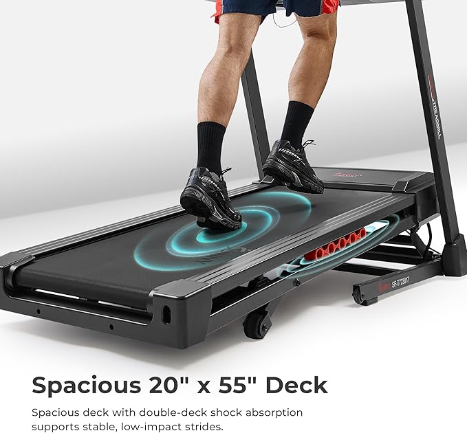 Sunny Health & Fitness Smart Heavy-Duty Auto Incline Treadmill with 20" Running Deck and Free SunnyFit App Connection