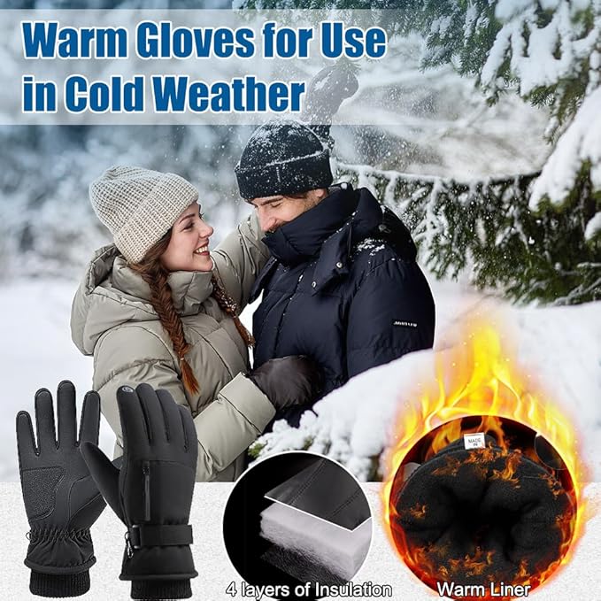 Winter Gloves for Men Women -30℉ Cold Weather Gloves Warm Waterproof Gloves Skiing Snow Glove Thermal Gloves