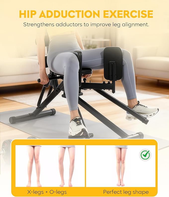 GuuG Hip Abductor Abduction Machine: Thigh Glute Workout Equipment Outer Thigh Sculpting Booty Builder Women Exercise Back Stretch Home Gym