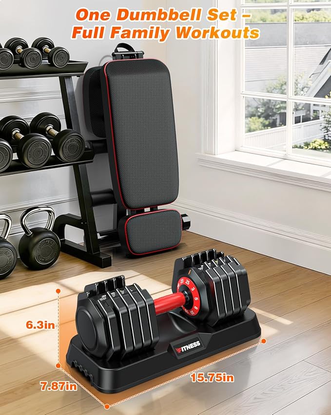 XDDIAS Adjustable Dumbbell Set of 2, 25/55/80LB Dumbbell Set-Fast Adjust Weights Set, 5/10/16 in 1 Free Weights Dumbbells Set with Anti-Slip Metal Handle, Compact Size for Men/Women Home Gym Equipment