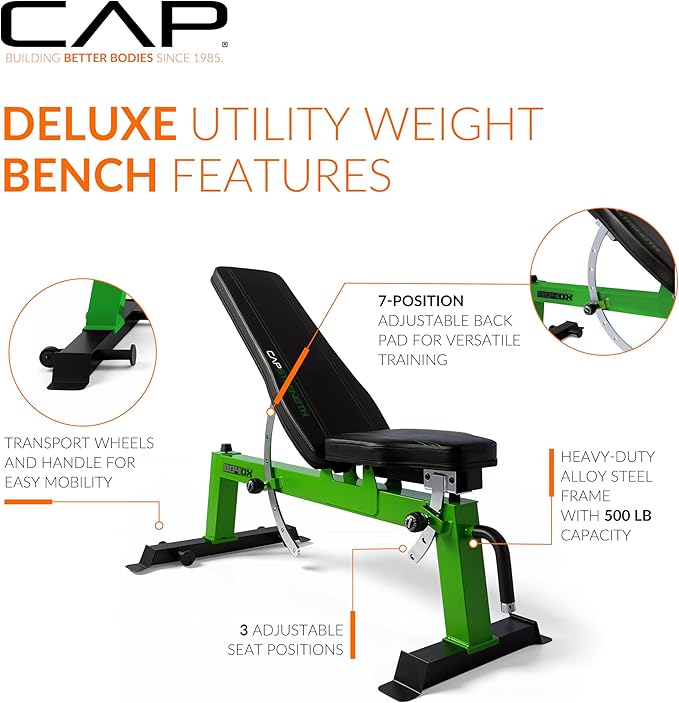 Cap Barbell Deluxe Utility Weight Bench Color Series