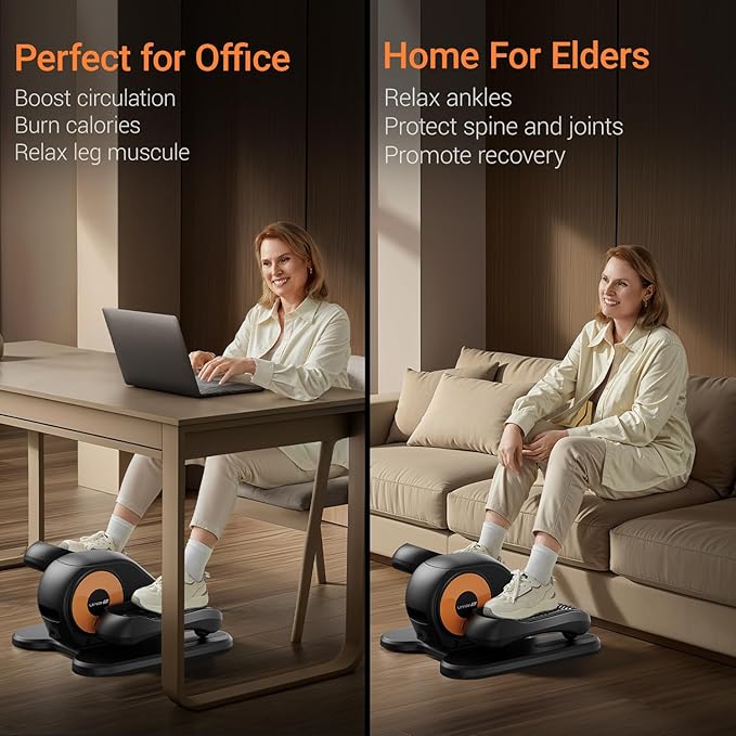 Under Desk Elliptical Machine, Electric Leg Exerciser for Seniors, Quiet & Portable Electric Seated Eclipse Exercise Training Machine with Remote, 12 Speeds & Mute Function, Manual & Auto Mode