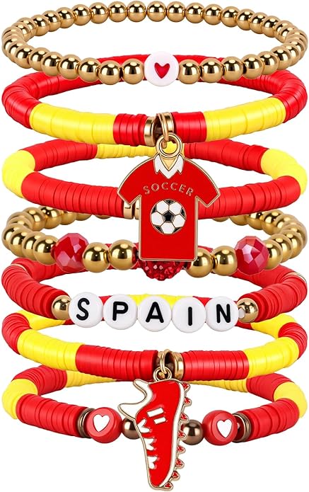 Soccer Bracelet For Women, Game Day Mom Accessories & Outfits Sports Jewelry Fans Gifts, Charm Beaded Stretch Bracelets Essentials Team Gear