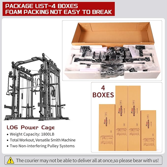 Smith Machine, Multi-Purpose Strength Power Cage with Cable Crossover System and More Training Accessories,Squat Rack Power Rack，Suitable for Home Gyms