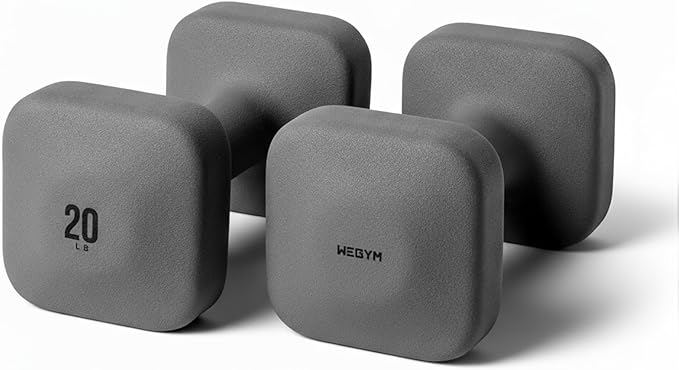WeGym SafeGrip Square Dumbbells with Anti Slip Handles, Aesthetic Free Weights for Home Workouts, Stable Design Prevents Rolling during Floor Exercises