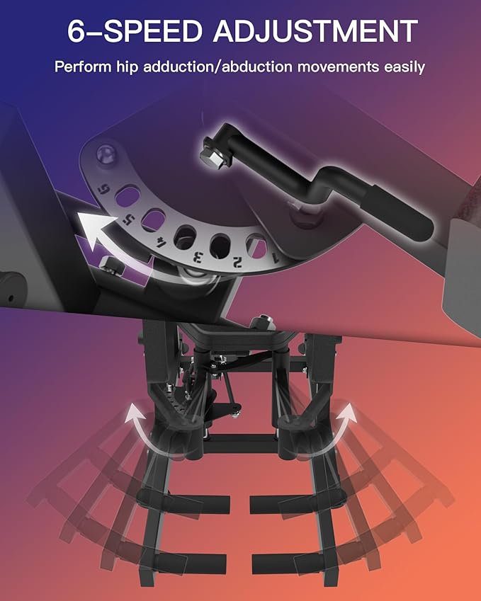 HVO Hip Adduction Abduction Machine: Abductor Adductor Machine-Inner and Outer Thigh Machine Glute Machines Thigh Master for Hip Abduction with 6 Levels Gear System Glute Machines