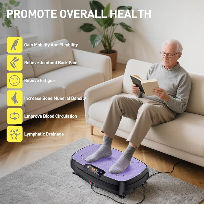 Vibration Plate Exercise Machine, 9 Modes Vibrating Platform for Lymphatic Drainage, 3D Upgraded Vibrated Plates for Weight Loss, Home Full Body Workout Equipment for Fitness